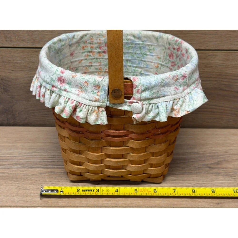 Longaberger Mothers Day Basket 2001 Vintage Blossoms Cloth Liner Plastic Insert